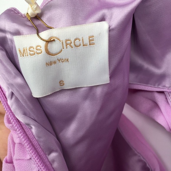 NWT Miss Circle Womens Lilac Grecian Cross Chiffon Gown Sz Small Pleated Slit - Picture 5 of 7